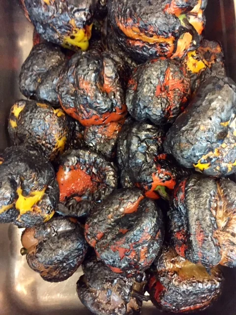 Peppers ready for peeling