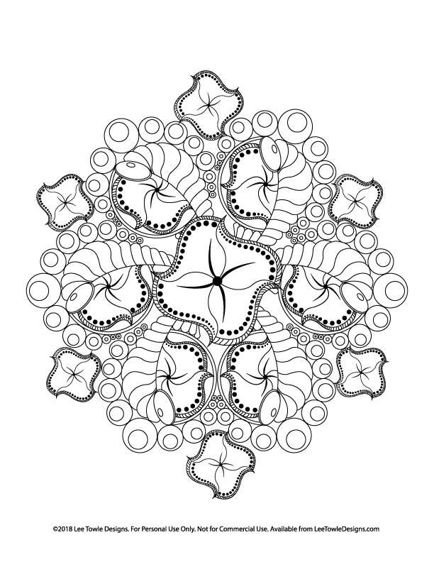 Abstract Flower Mandala Advanced Coloring Page For Adults. This free coloring page is available for instant download at LeeTowleDesigns.com. 