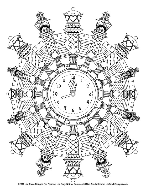 Chess Pieces Shaped Into an Mandala Advanced Coloring Page For Adults. This free coloring page is available for instant download at LeeTowleDesigns.com.