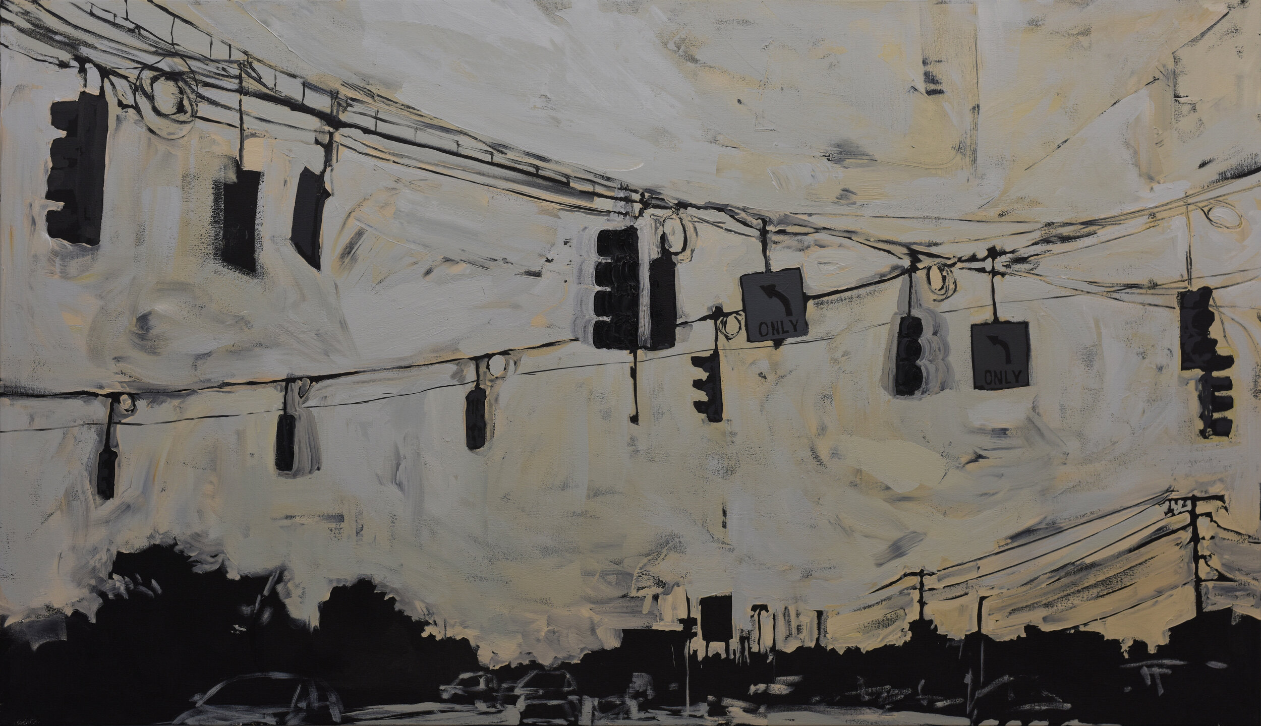  Traffic Lights, acrylic on canvas, 48 x 84 inches, 2019 