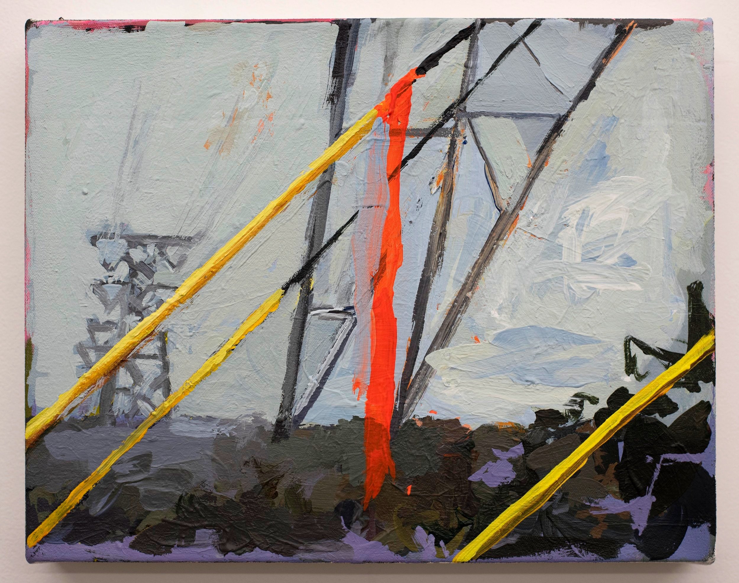  Survey Tape on Power Lines #2, acrylic on canvas, 11 x 14 inches, 2021 