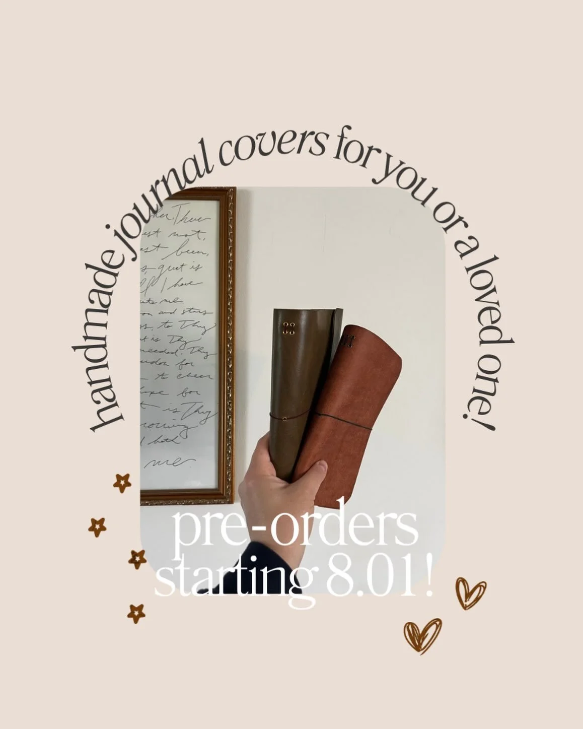 📔🗓️✍️Excited for this, friends! Mark ya calendars! I&rsquo;m so thankful for all of the feedback that you&rsquo;ve given in stories and I&rsquo;m excited to officially launch these handmade journal covers! Even though this is a launch, I&rsquo;m st
