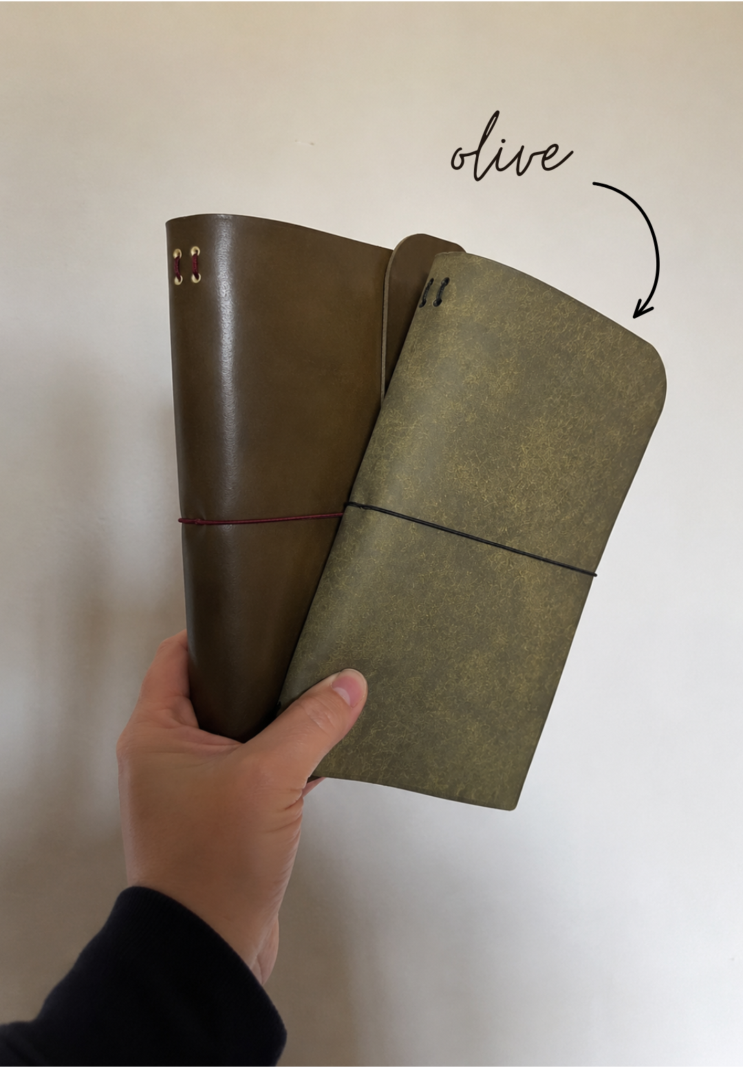 tri-fold leather journal cover - standard A5 size (olive)