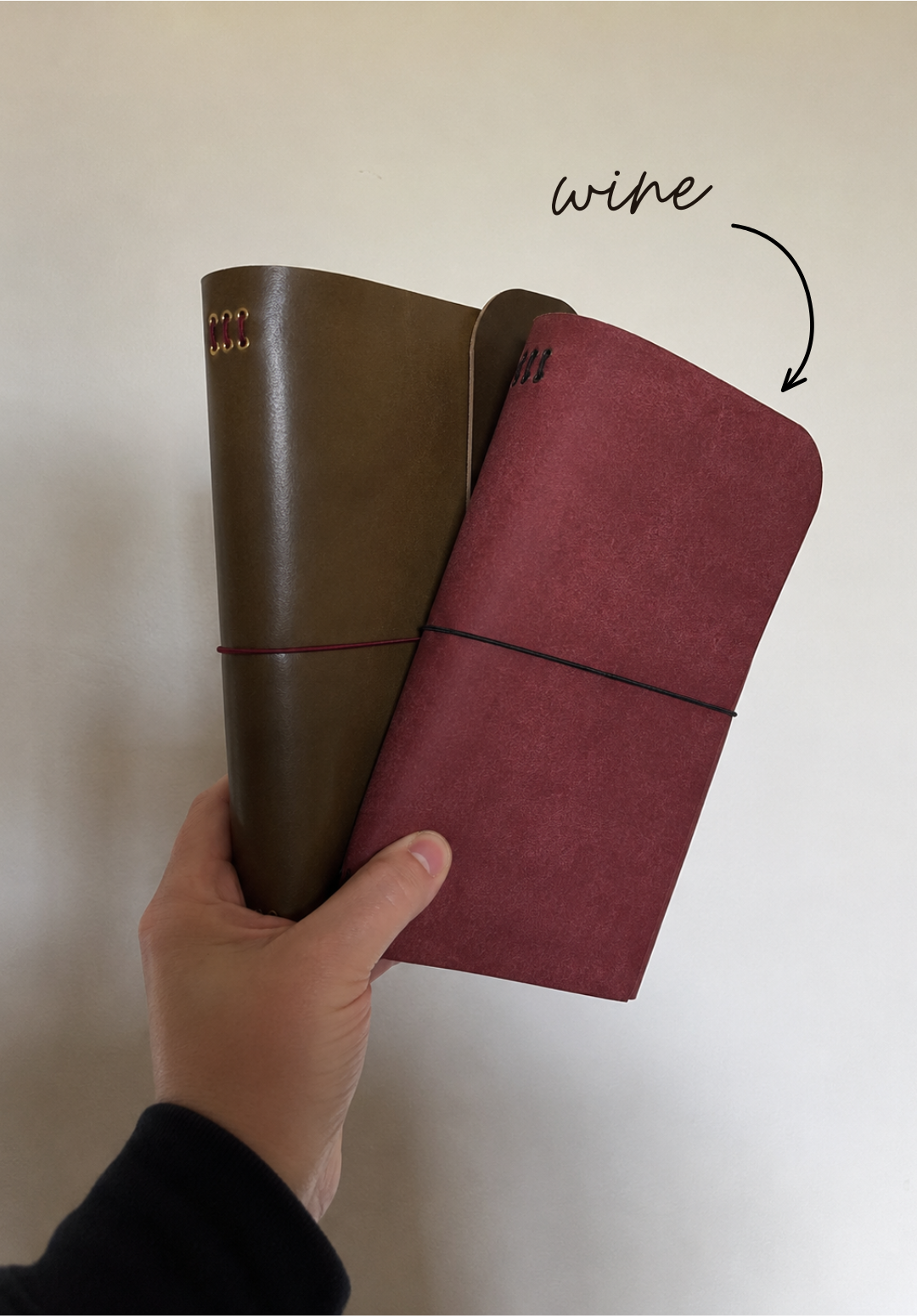 tri-fold leather journal cover - standard A5 size (wine)