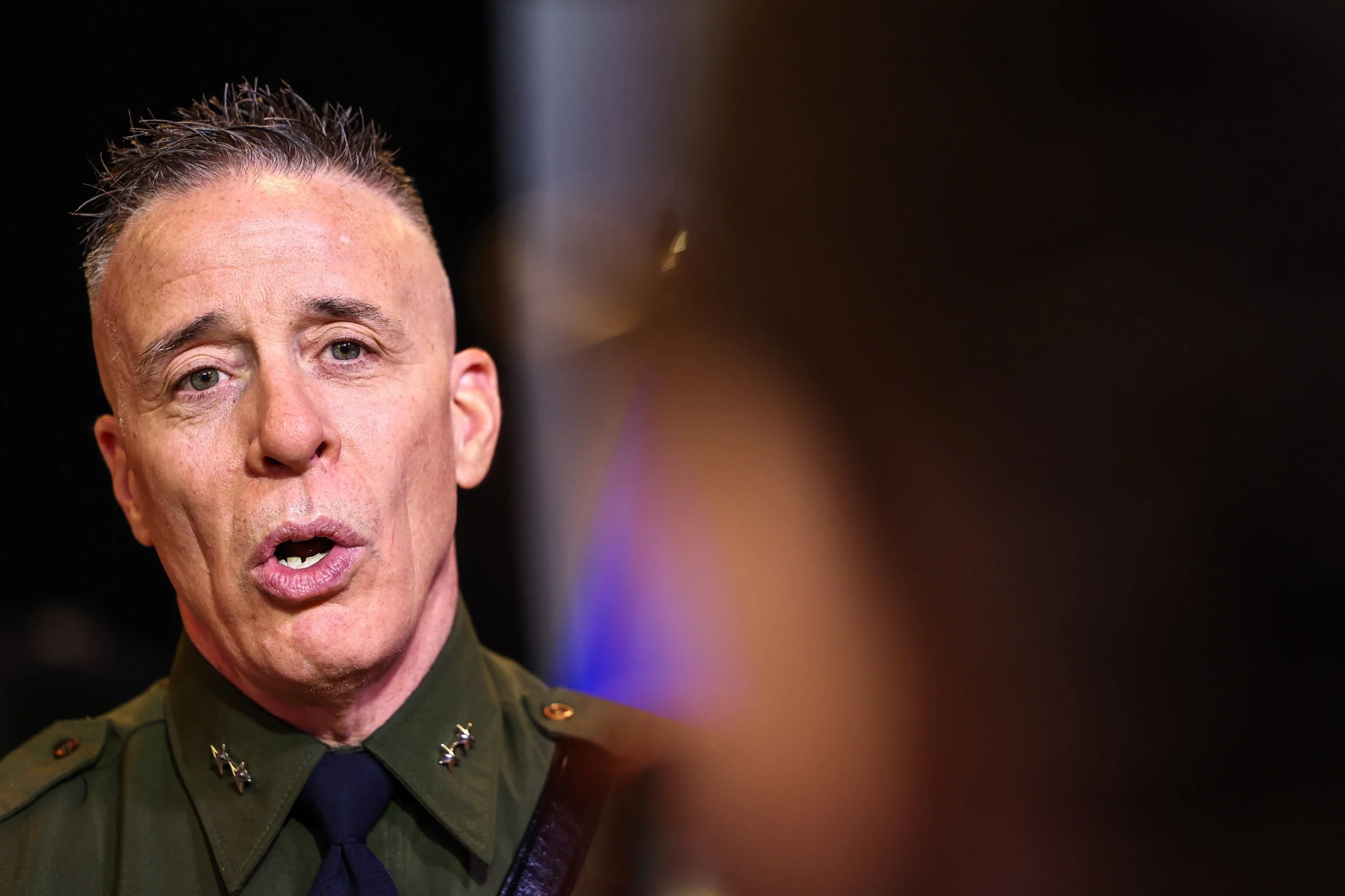  Border Patrol Commander Gregory Bovino speaks to media after U.S. Vice President JD Vance gave a press at Royalston Square on January 22, 2026 in Minneapolis, Minnesota. 
