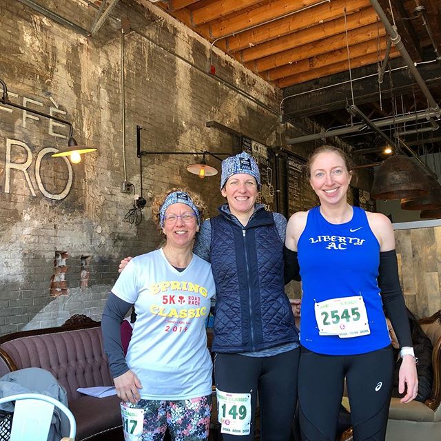 Post race coffee for this Liberty contingent. #cambridgeclassic5k #springclassic5kmcambridge #springclassic5k