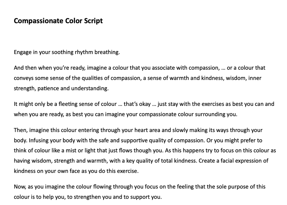 Compassion Colour Script Practitioner Tools — Compassionate Mind Australia