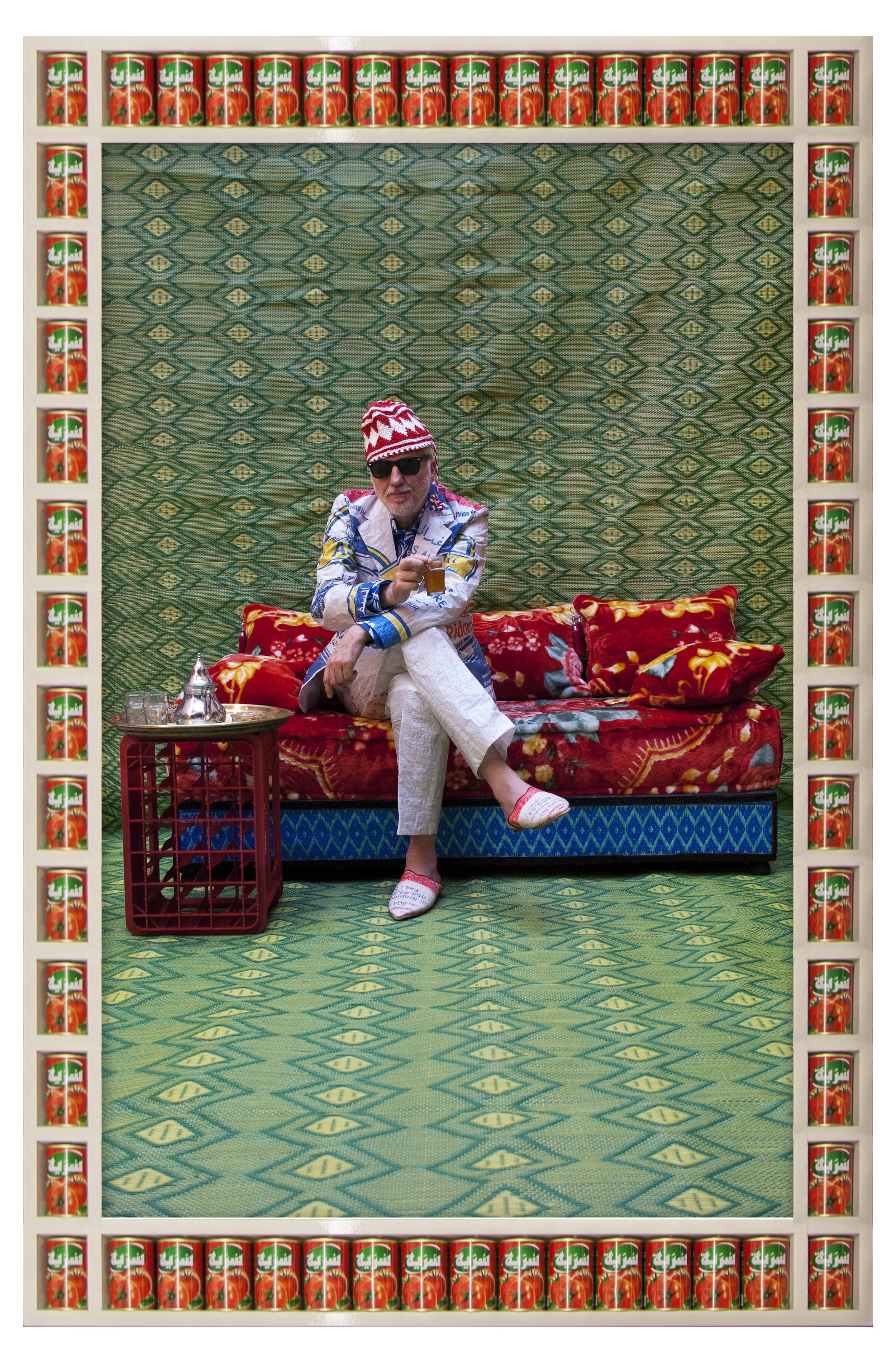 Hassan Hajjaj, Aka Momo 2011. Metallic lambda print on dibond with wood & found objects frame. Courtesy of the artist and The Third Line