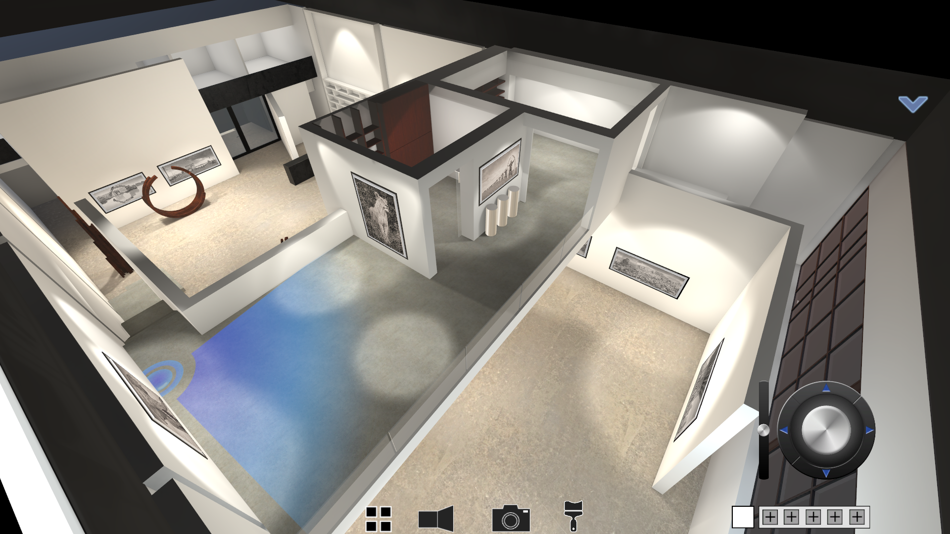 Digital view of Custot Gallery, Dubai, as rendered by Ikonospace to enable three-dimensional exhibition planning. Image courtesy of Ikonospace