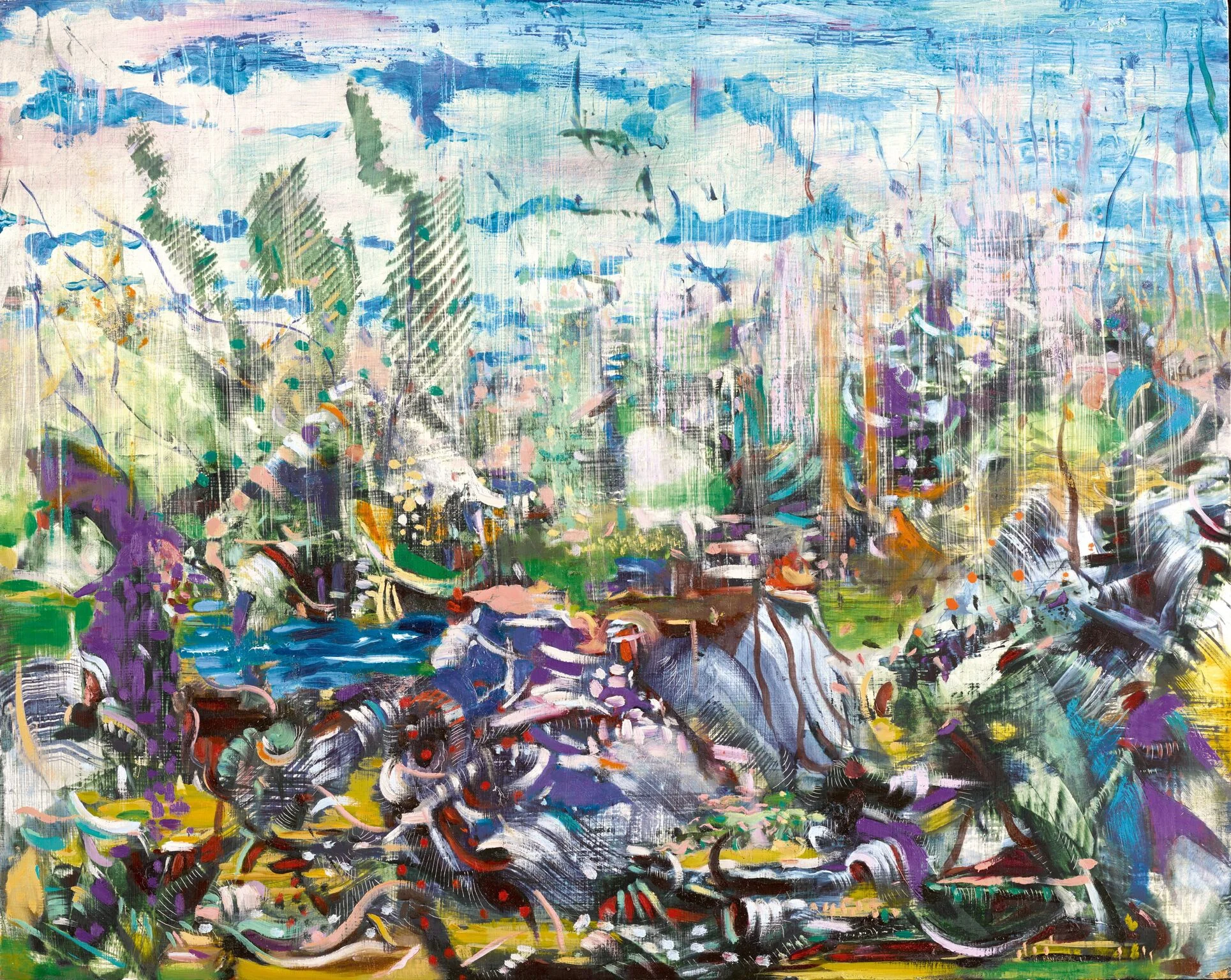 Ali Banisadr, Meanwhile, oil on panel, 2012. Courtesy of Sotheby's