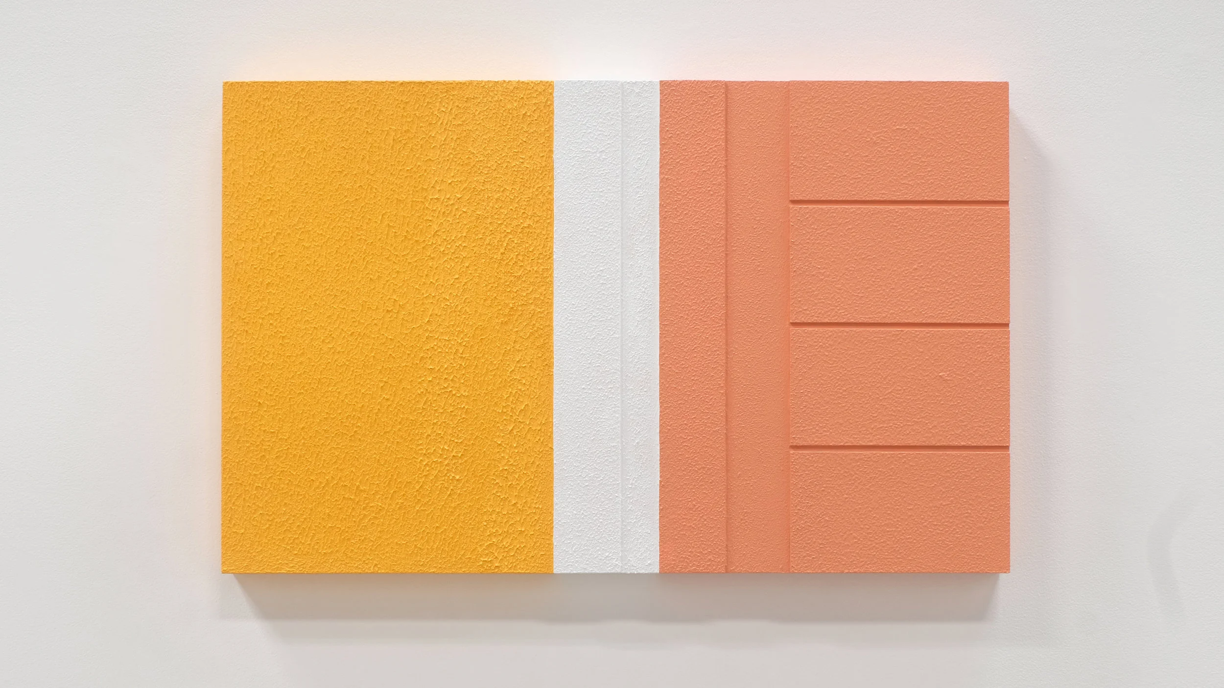 Mohammed Kazem. Neighbours, 2018. Oil primer and exterior wall paint on MDF panel. 75 x 120 x 8cm. Courtesy of the artist and Gallery Isabelle Van Den Eynde.