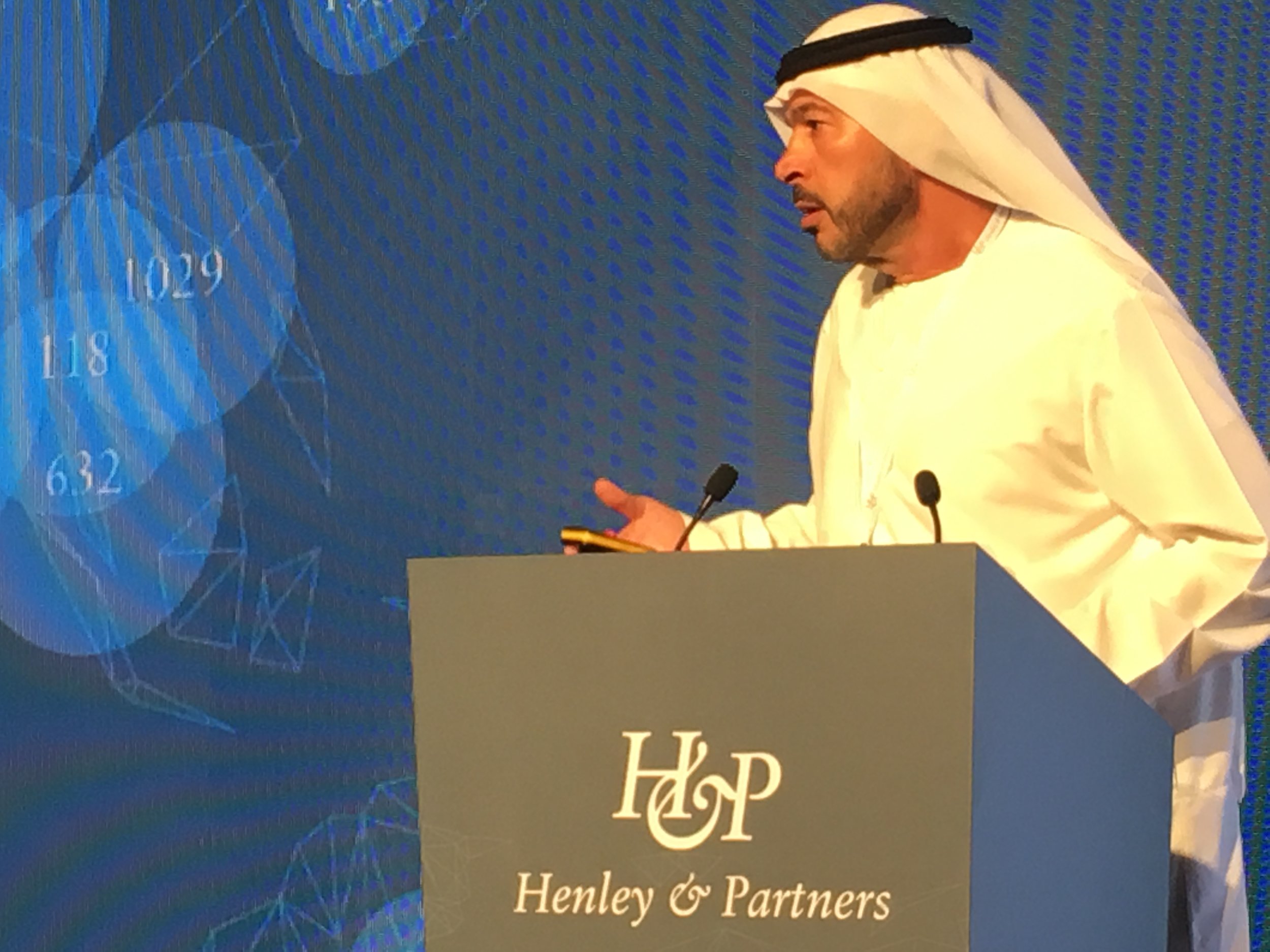 Giving a speech at a corporate event. Courtesy The Arab Culturalist.