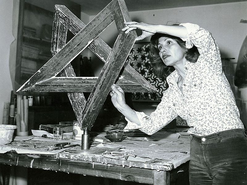 Monir Shahroudy Farmanfarmaian in her salon in Tehran, 1975. Courtesy The Third Line.