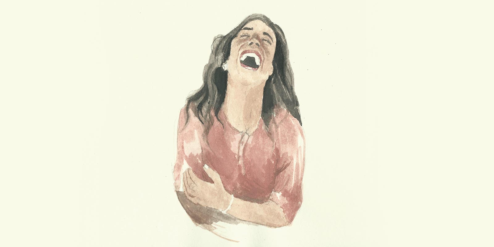 Bani Abidi, ...and they died laughing, 2016. Water colour on paper. From the exhibition They Died Laughing . Image taken from the Hadara Magazine website.