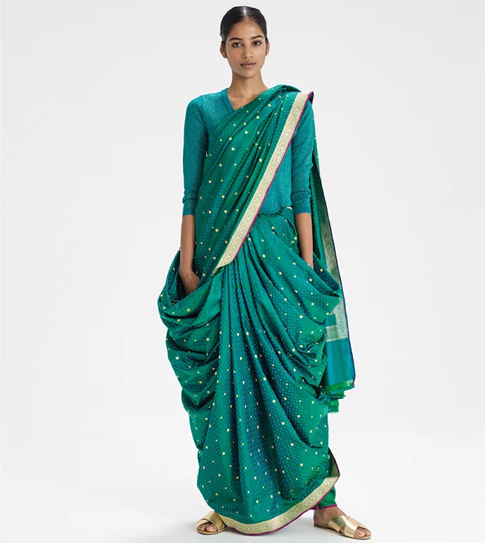 Boggili posi kattukodam sari drape from Andhra Pradesh
