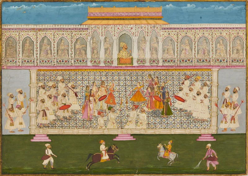 Women of the Zenana Watch a Dance Performance with Bakhat Singh (1736), Nagaur, Mehrangarh Museum Trust. Image courtesy of Neil Greentree/SAM.