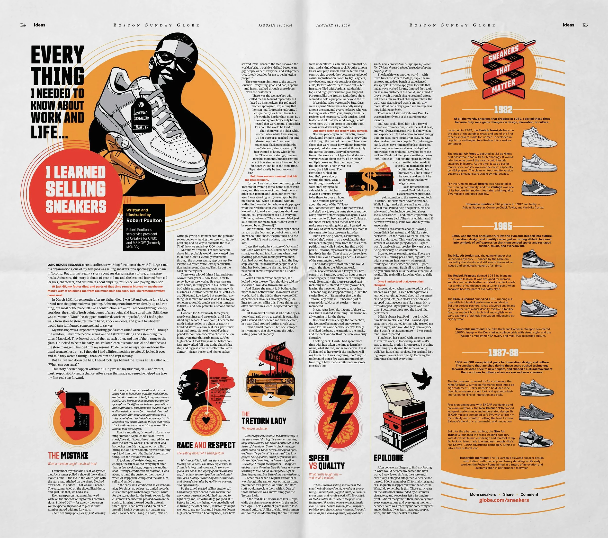 Everything I needed to know about life and work I learned selling sneakers. Article by Robert Poulton for the Boston Globe