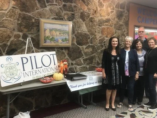 Barbara Watson, Mary Cramer, Mary lou Stewart, Sharon Mauler, Daniel Watson and Rhonda Knudson (not pictured) set up the display for Founder’s Day (October 18th). October is also membership month. It is the second year for the Pilot display at the library for the community to learn about our local Pilot Club and Pilot International and their mission and projects.
