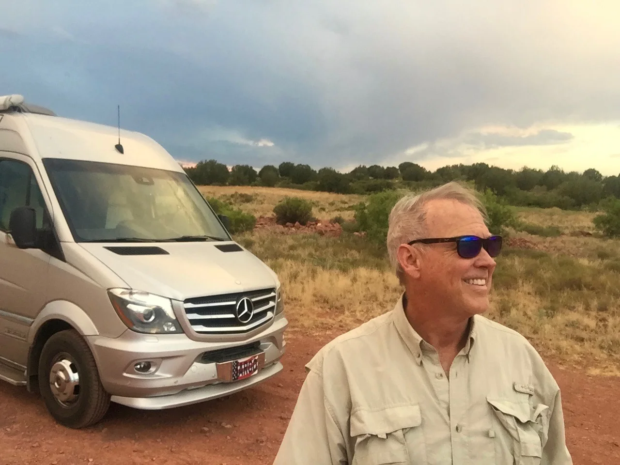 John & ARGO camping in Sedona.  JohnButlersBuzz.com