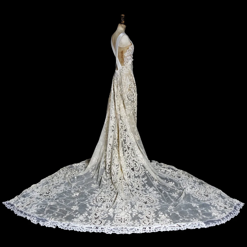 antique style wedding dresses Vintage Dress from Alencon Lace in Knee Length yet timeless look on your wedding day Vintage Style Lace Wedding Dresses