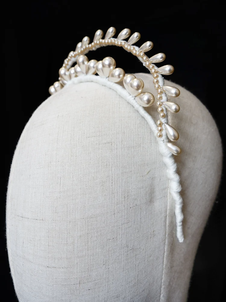Vintage Teardrop Pearl Bridal Crown — jane bourvis display picture 1
