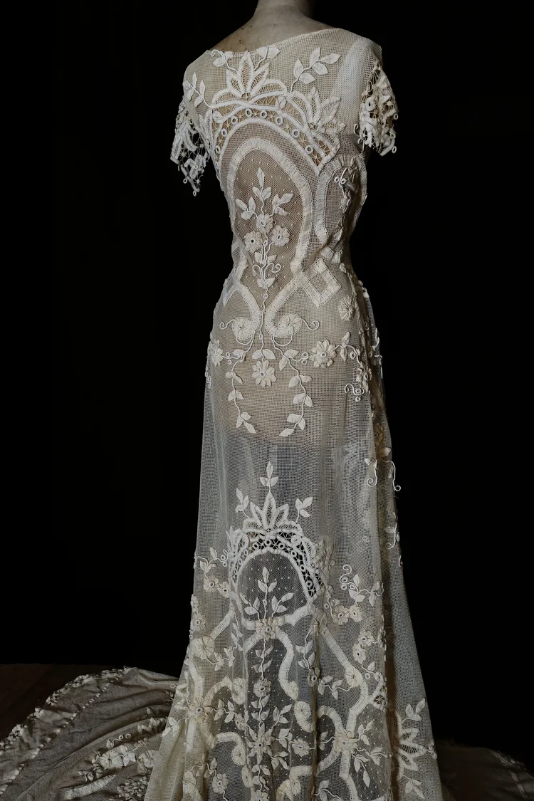 Ribbon Work Lace Gown with Embroidered Silk Bust Detail jane bourvis Ribbon Work Lace Gown with Embroidered Silk Bust Detail jane bourvis