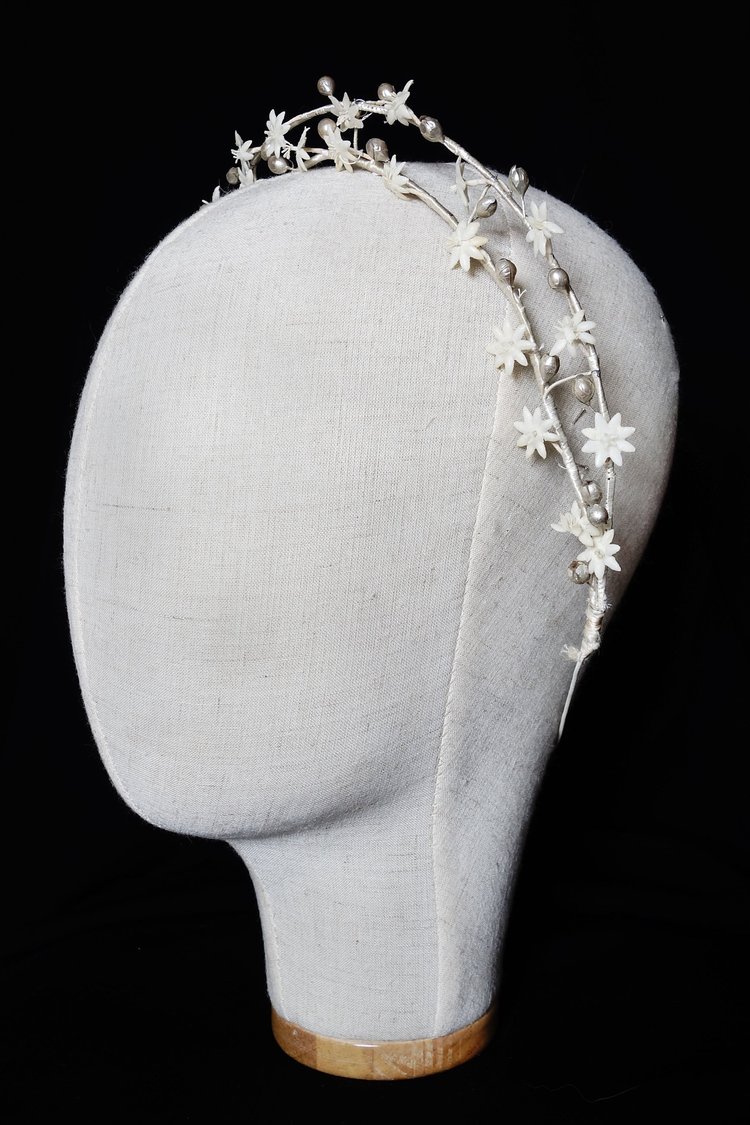 1920s Double Banded, White Flower and Silver Pearl Celestial  display picture 1