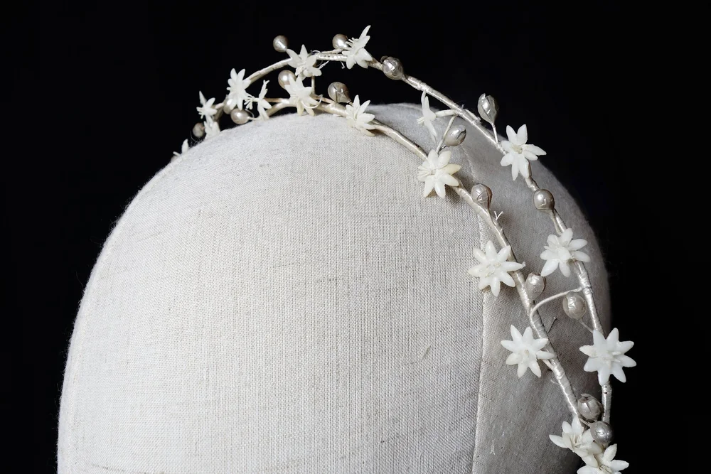 1920s Double Banded, White Flower and Silver Pearl Celestial  display picture 1