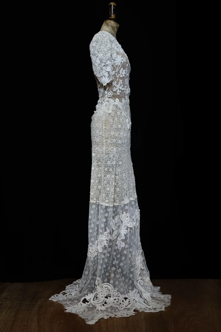 Antique, Irish Crochet and Embroidered Lace Gown — jane bourvis