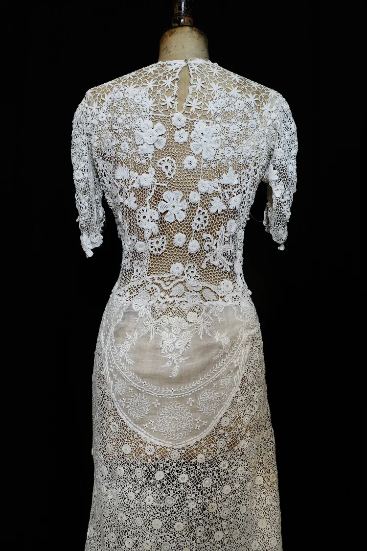 chinese dress ladies Antique Irish Crochet Dress - OSFM