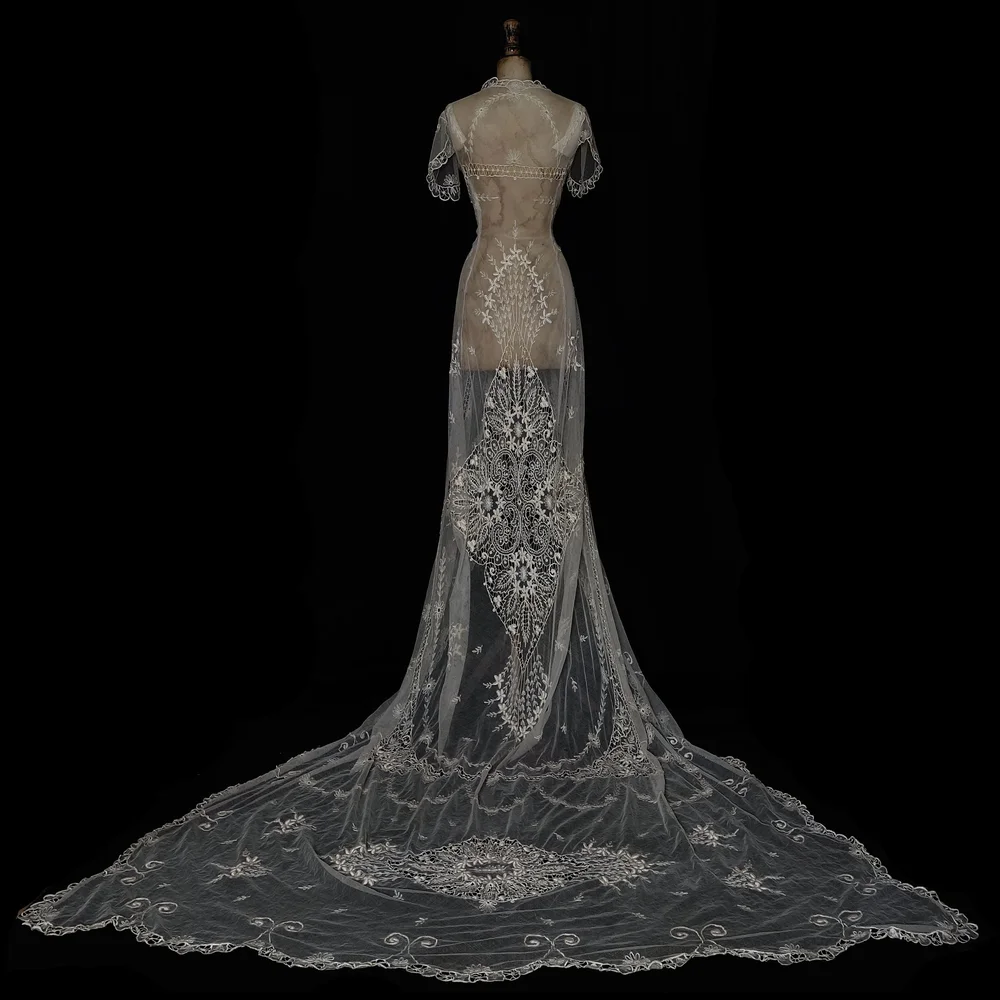Art Deco Style, Floral Embroidered, Antique Lace Gown  jane bourvis