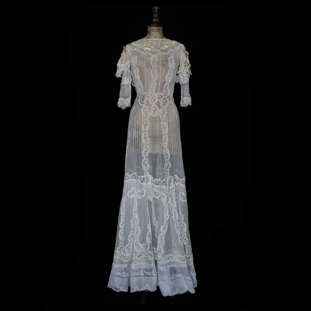 sachin and babi light blue dress Original Lace and Lawn Gown with Ribbon Details from the 1900s — jane  bourvis