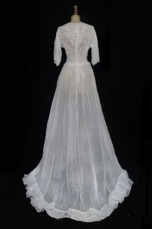 edwardian bridesmaid dresses Edwardian Cream Silk Antique Lace Empire Waist Dress main image 1