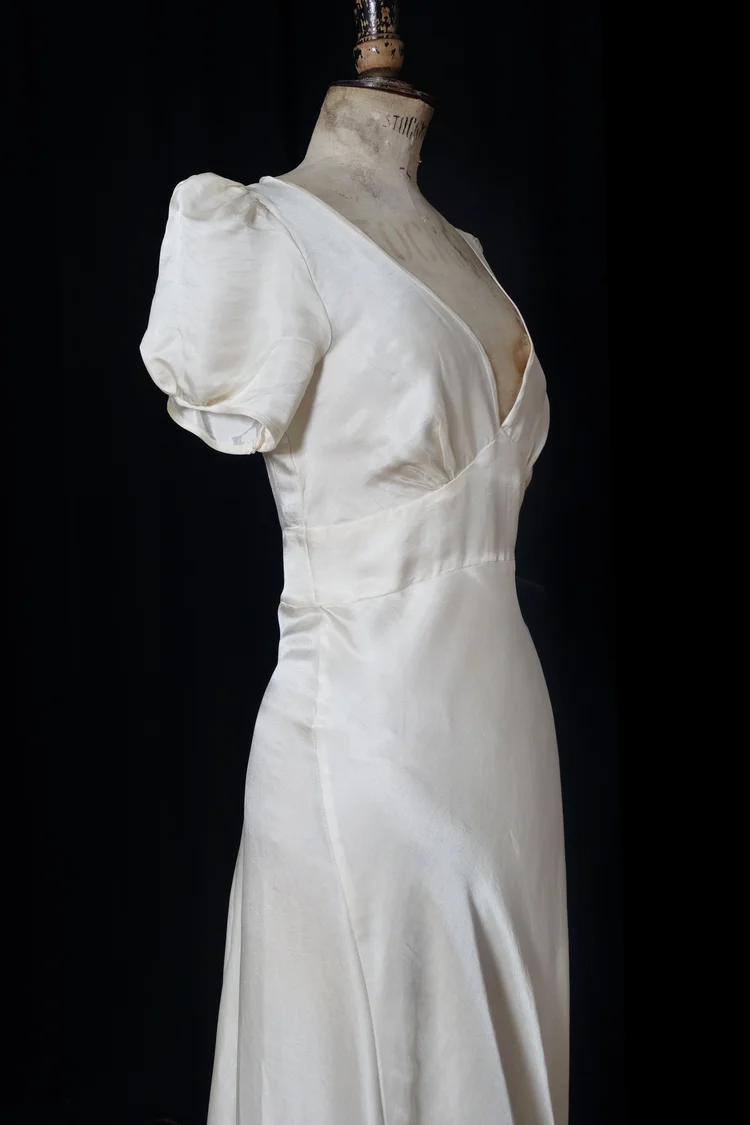 1930's inspired, silk, bias cut, vintage style, wedding dress
