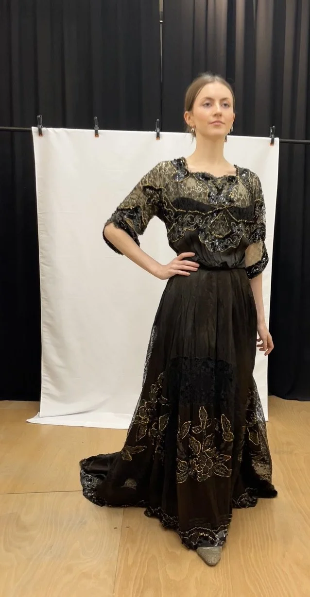 Antique 1900s black & gold lace & sequin Edwardian dress — jane