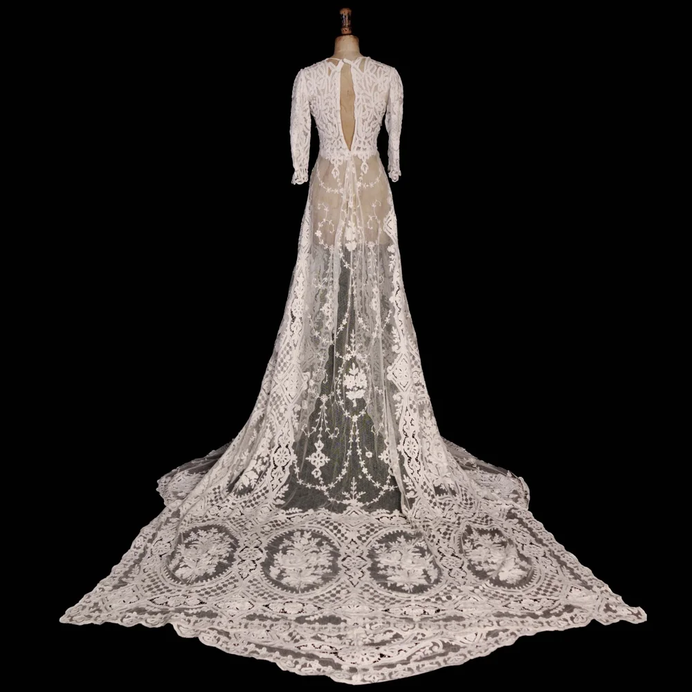 slim fit dress slacks White Modest Lace Wedding Dress