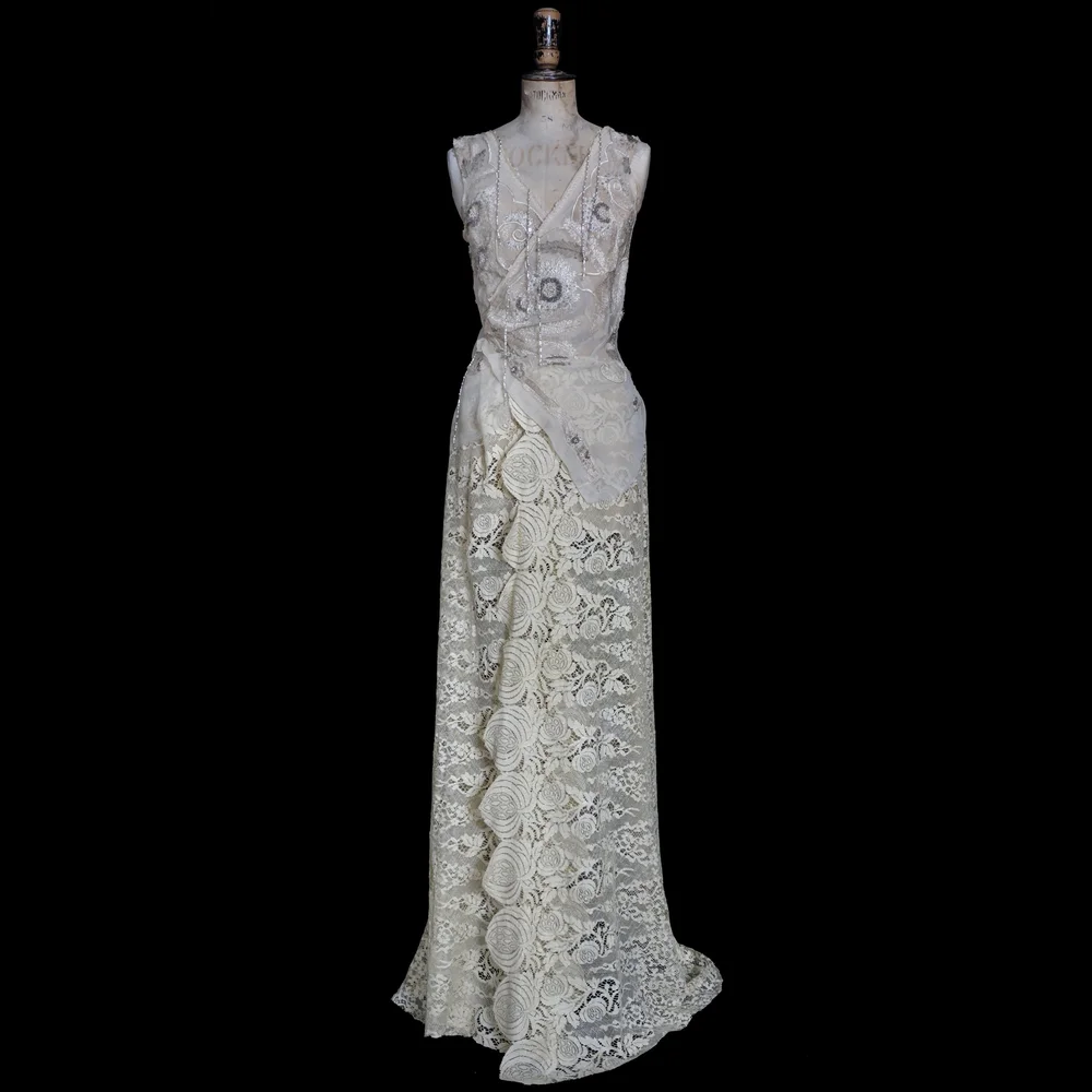 Antique 1920s Beaded Lace & Chiffon Dress  jane bourvis
