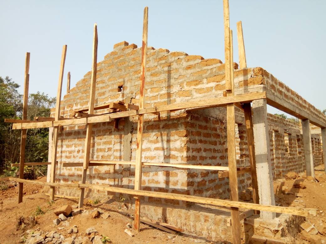The new school structure in its building stages.