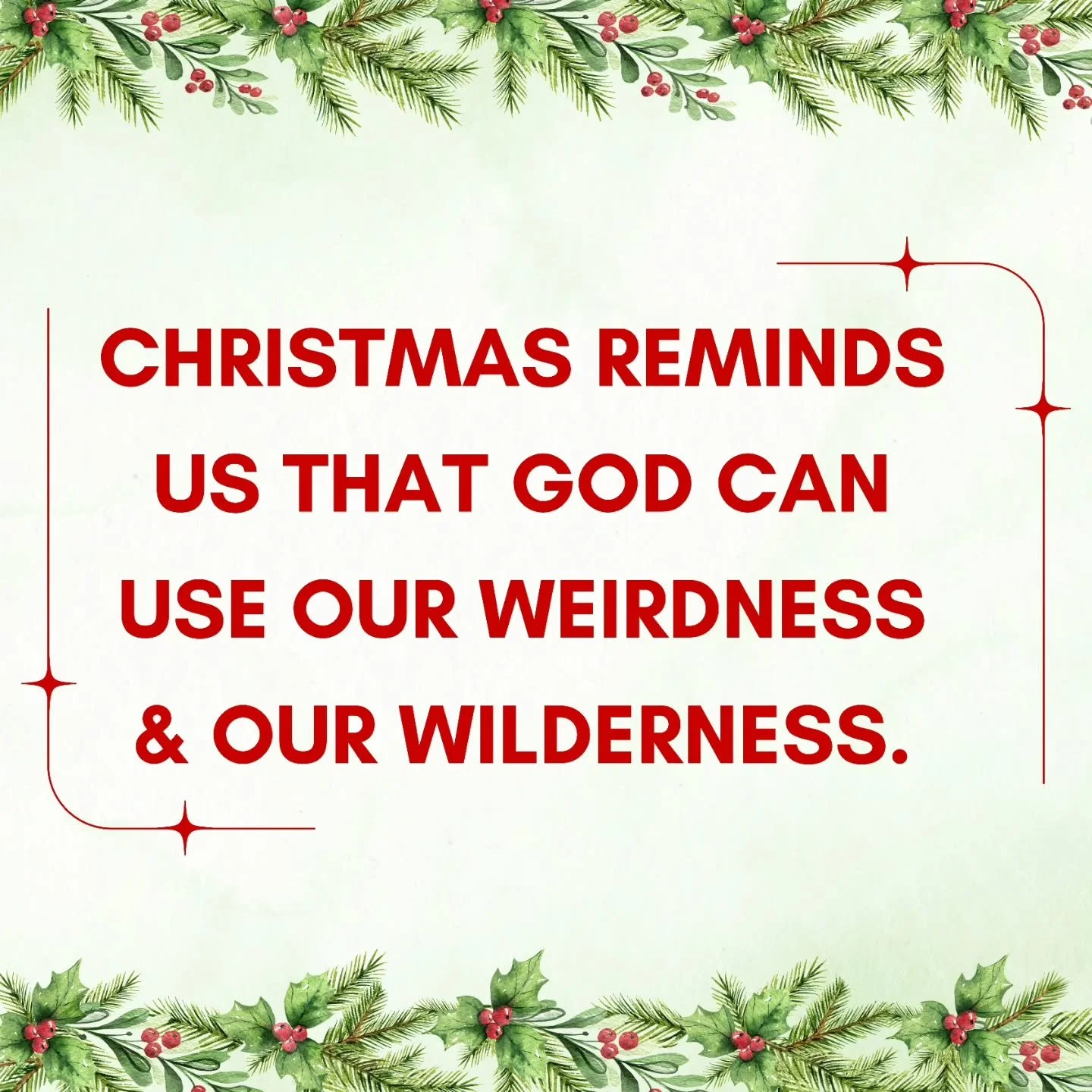 God can use our weirdness &amp; uniqueness AND He can use the wilderness and difficult seasons in our lives. 
Just like John the Baptist.

Read John's story here: Matthew 3:1-17

#Christmas #JohnTheBaptist
#Weirdness #Wilderness