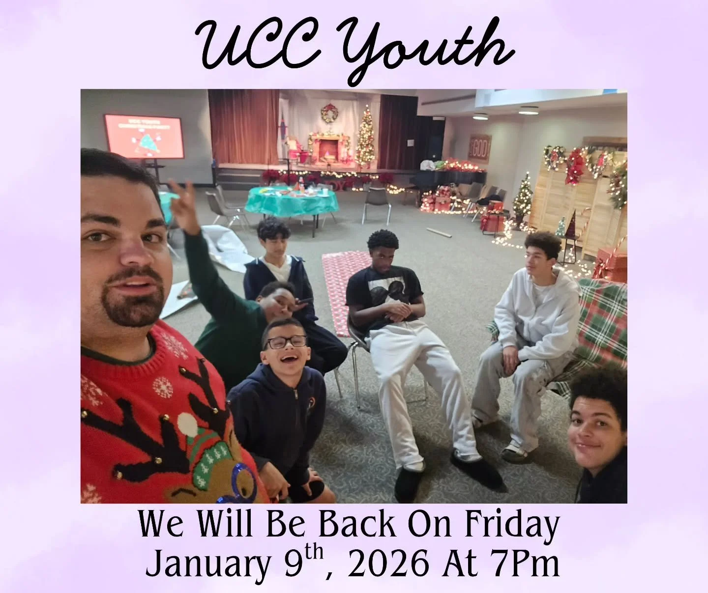 We hope you all have a great Holiday Break!

UCC Youth will be back on Friday January 9th, 2026.

Stay connected at univcc.org/youth.

See you soon!