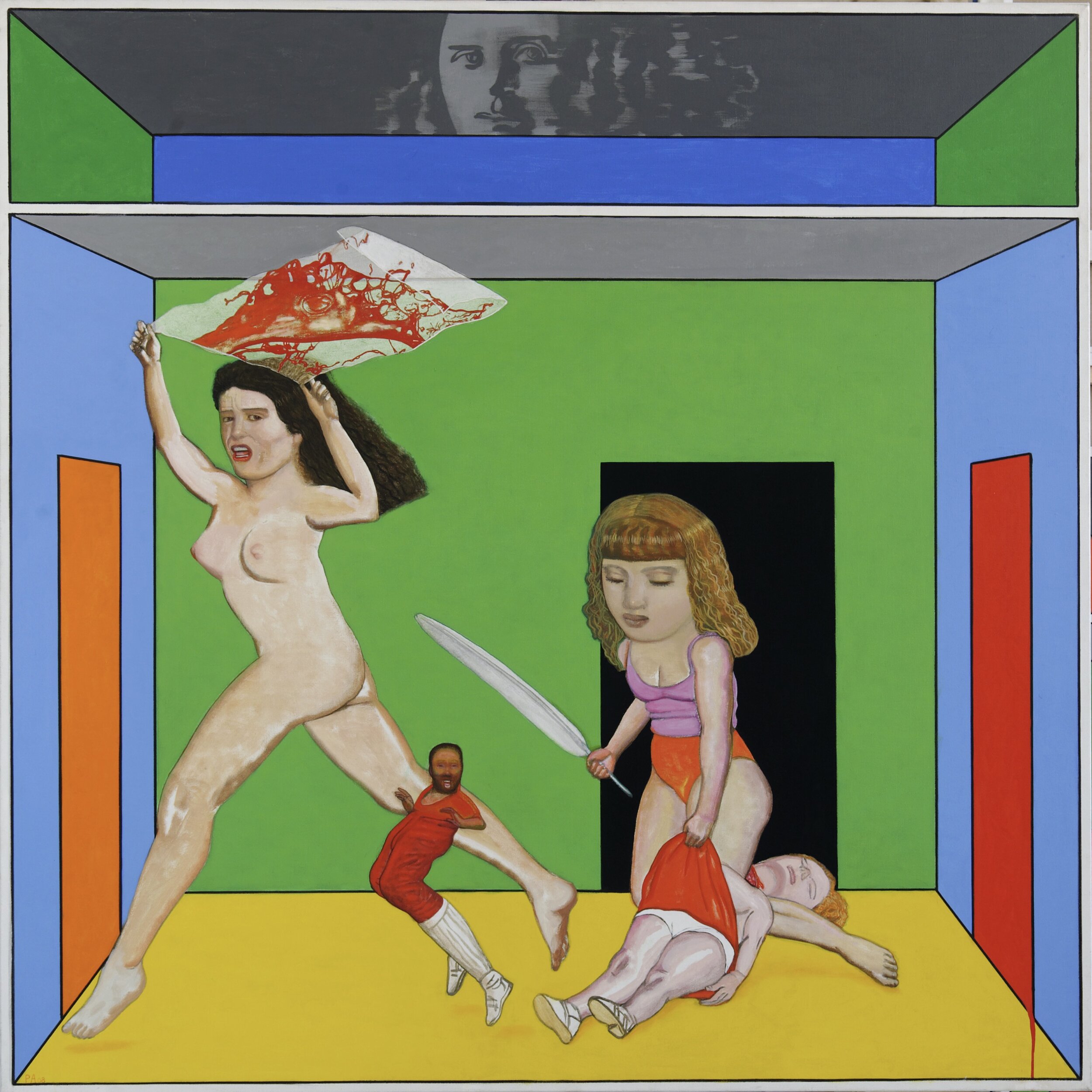Pat Andrea The Bleeding Door, oil and caseine on canvas 160x160cm, 2011