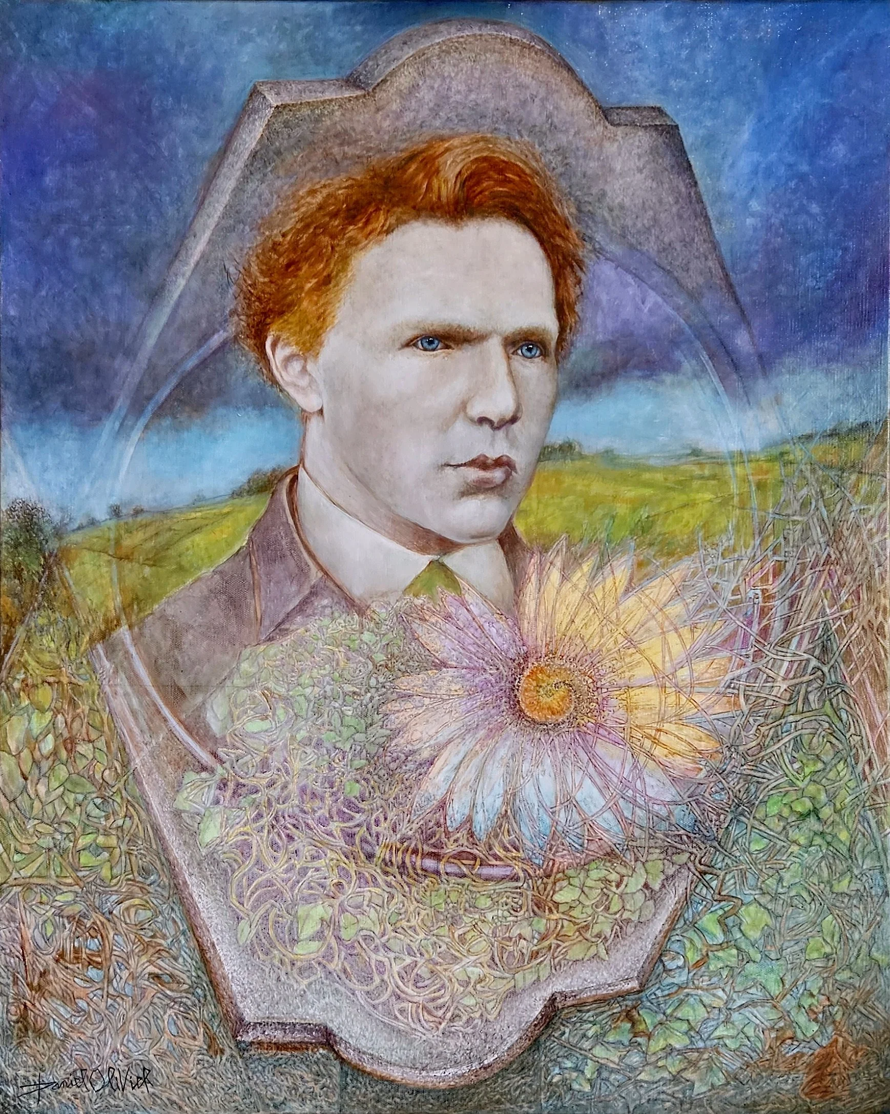 Le chemin de Vincent, 2024. Huile et ambre sur toile, 81 x 65 cm.