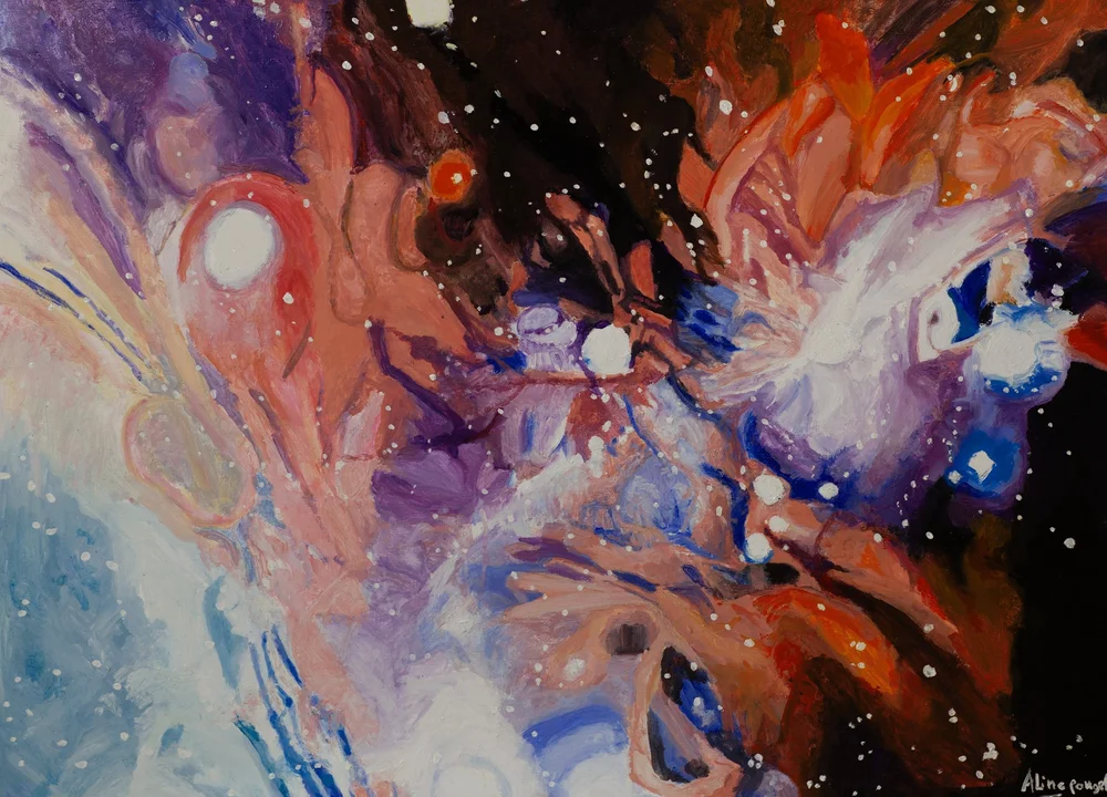 Contraste lumineux dans le cosmos, 2019, Oil on canvas, 73 x 54 cm