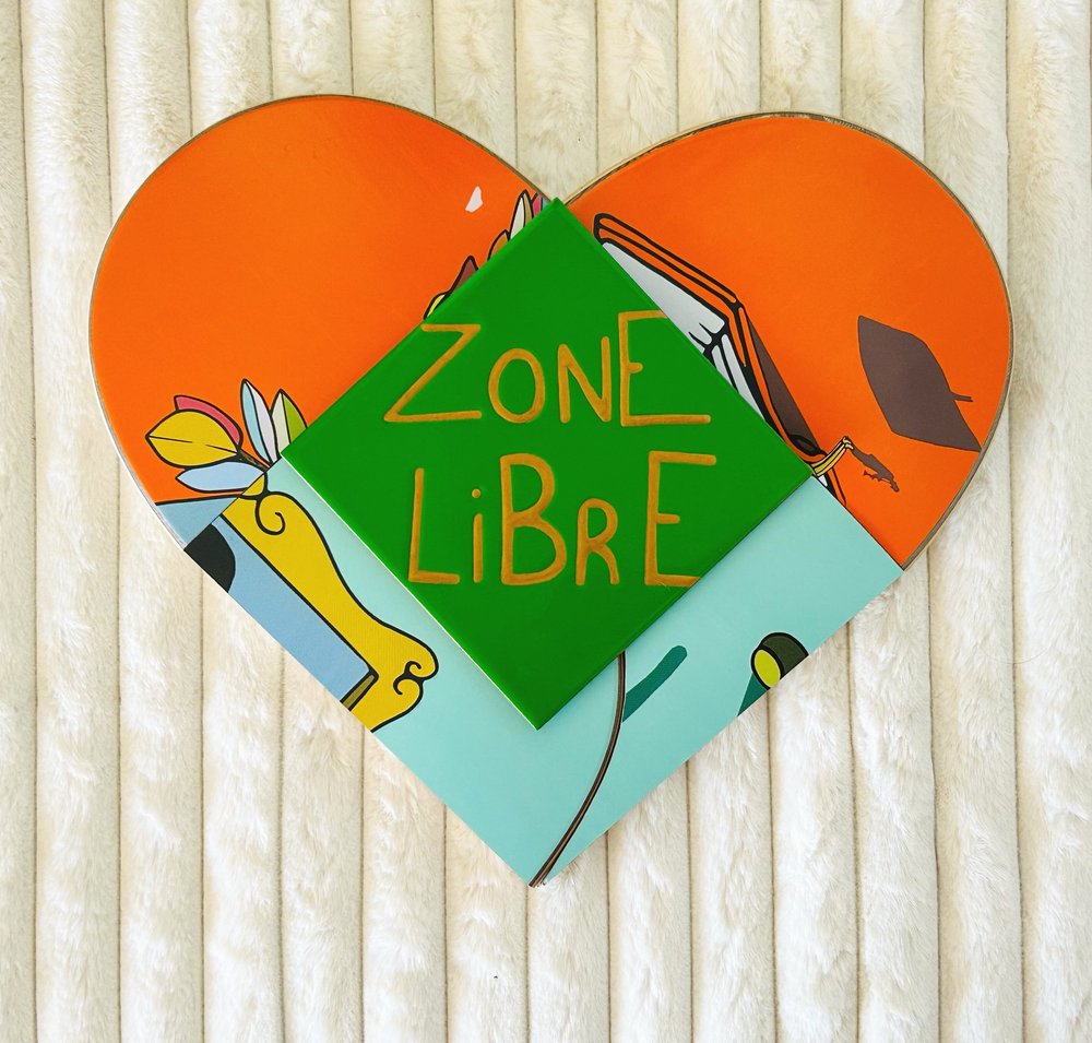 zone libre 2024 wood skateboard and ceramic 30 x 27 cm