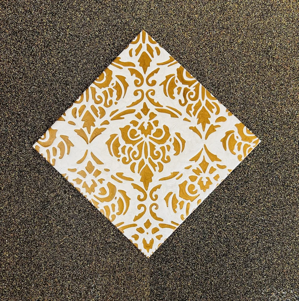 louvre 2024 Wood skateboard and ceramic 40 x 40 cm