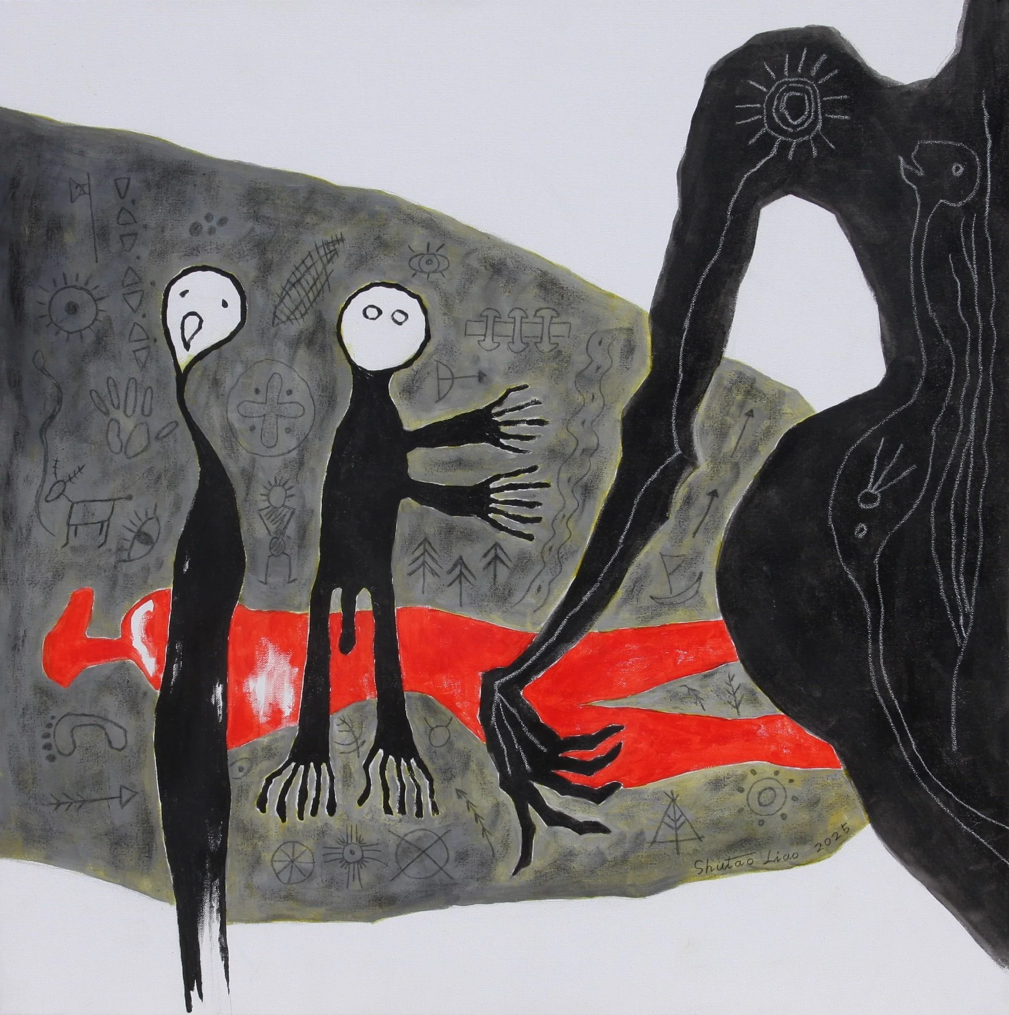 CONTEMPORARY FABLE 1，2025, mixed media on canvas, 76 x 76 cm