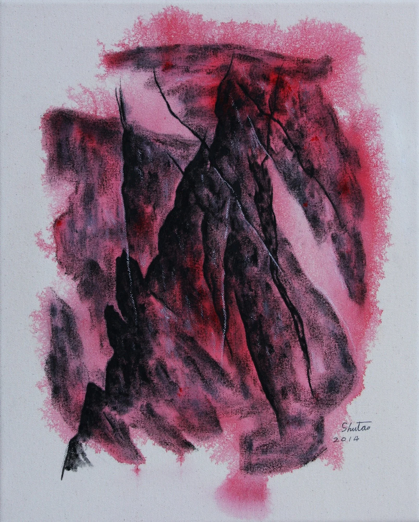 PASSING 5, 2014, mixed media on cotton, 53 x 43 cm