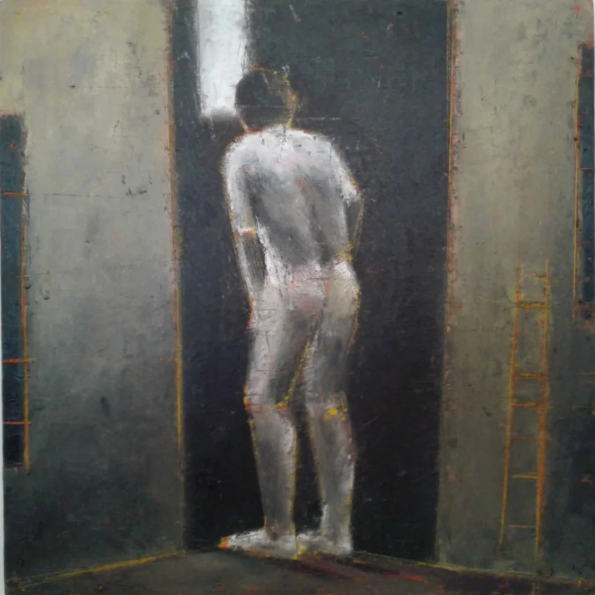 Exit, 12"x12", oil, 2019, Collaboration with Leonardo Fuentes