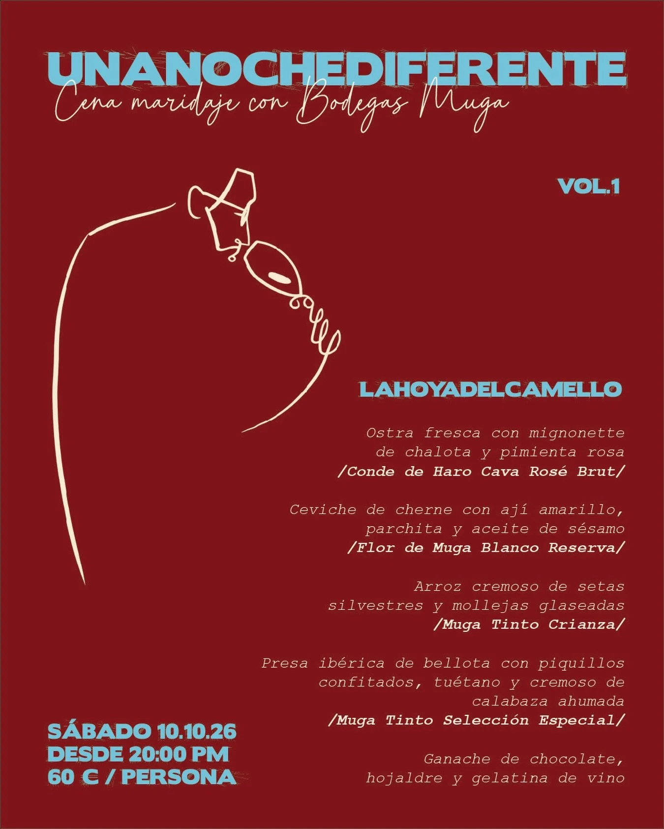 El pr&oacute;ximo s&aacute;bado 10 de octubre cambiamos nuestro guion habitual por una noche.

Un men&uacute; creado para la ocasi&oacute;n, maridado con una selecci&oacute;n de vinos de Bodegas Muga, de la mano de @marcha.sa 

Plazas limitadas, rese