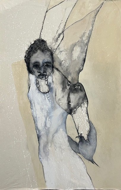 Dove-Handed Angel (the paralysis of dove-handedness)

 

 2026  85x131cm   Ink, gouache and acrylic on canvas   